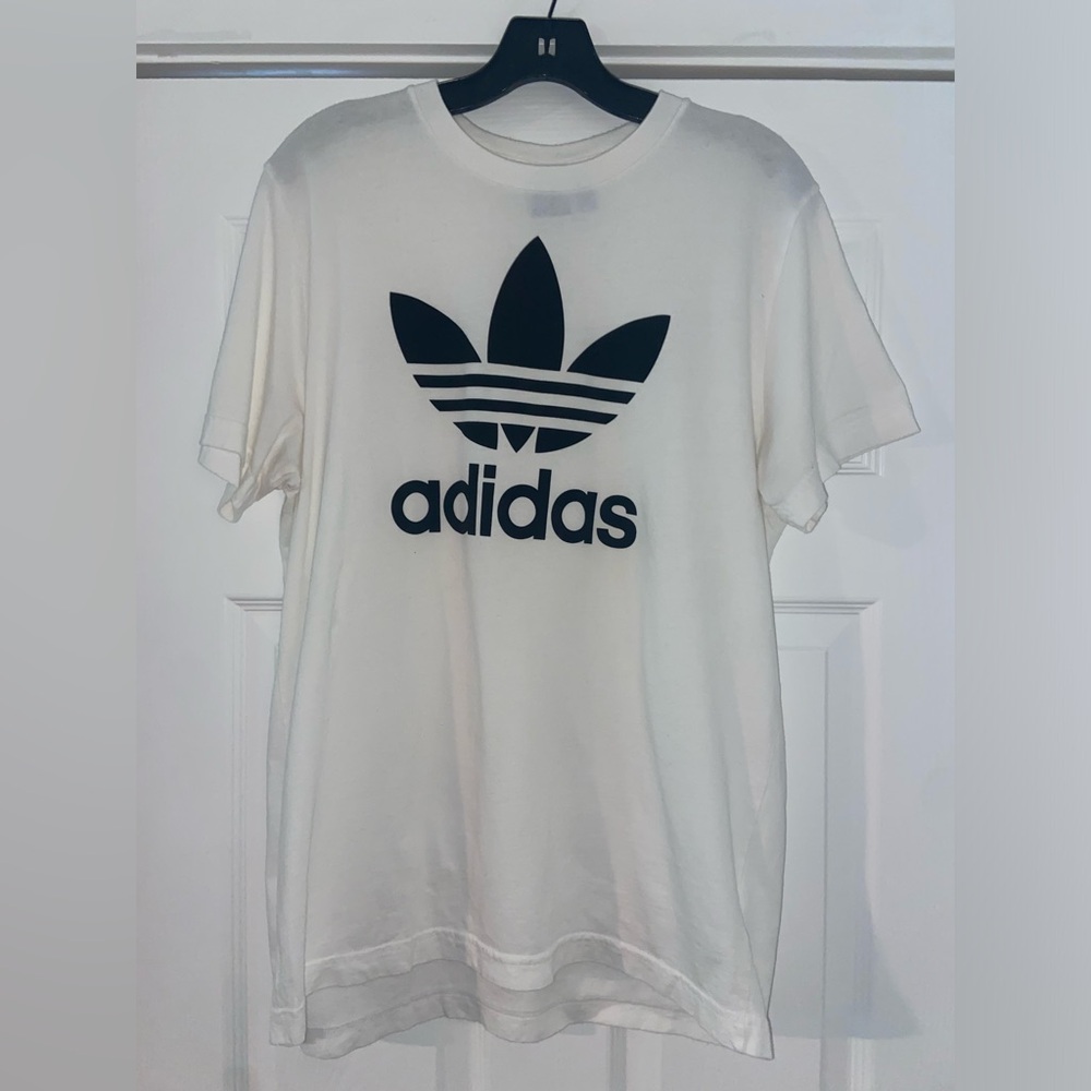 White Adidas Originals Tre-Foil T-Shirt, Size Large
